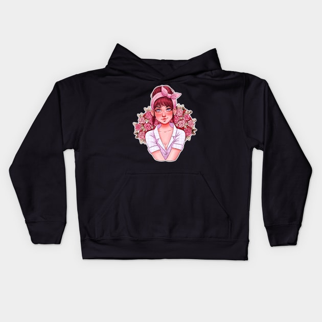 Girl with Roses Kids Hoodie by Kalaidas-Art